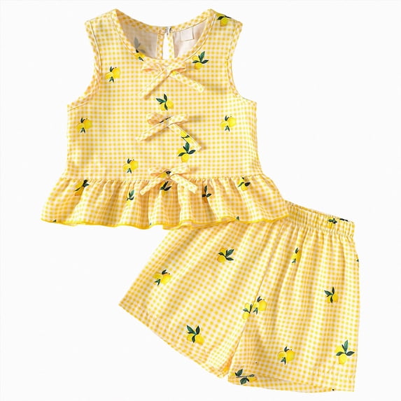 Xyant Toddler Baby Summer Clothes for Girls 3 6 12 18 24 Months 2T 3T 4T 5T Girls Outfits Short Sleeve Letter T-Shirt Tops + Shorts Outfits Sets (Yellow,12-18 Months)