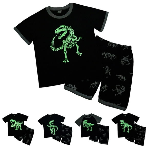 Xyant Toddler Boy Clothes Baby Summer Outfits Shirts Sets Toddler Kids Boy 2025 Casual Dinosaur Print Short-sleeved Shorts Set Grey,2-3 Years