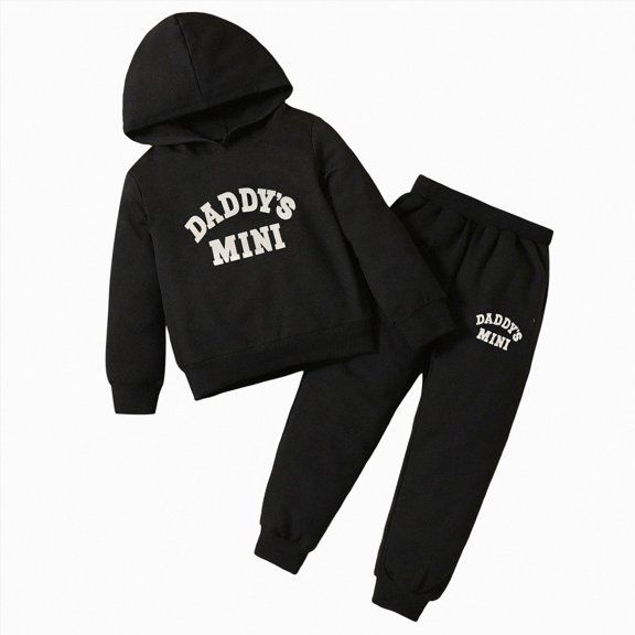 Xyant Toddler Boy Clothes Fall Winter Outfits Embroidery Daddy's Mini Long Sleeve Hoodie Sweatshirt & Joggers Pant Set Little Boys Clothes Size 6-7 Years