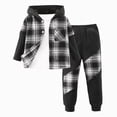 thumbnail image 1 of Xyant Toddler Boys Clothes Button Plaid Hoodie Jacket & Sweatpants Sets 2 Pieces Boys Clothes Fall Winter Outfits (Black,3-4 Years), 1 of 7