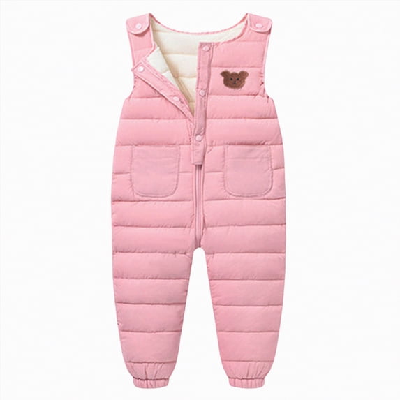 Xyant Toddler Boys Girls Snow Pants Jumpsuit Baby Winter Coat Puffer Windproof Warm Snow Ski Bib Overalls Snowsuit for Toddler Baby Kids (Pink,6-12 Months)