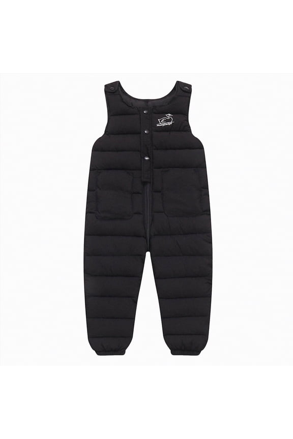 Toddler Boys Girls Snow Pants Kids Baby Snow Suit Puffer Winter Warm Zip Up Snowsuit Waterproof One Piece Bib Overalls (Black,18-24 Months)