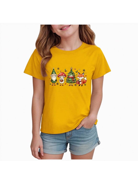 Toddler Christmas Shirt, Boys Girls Christmas Tree/Elf Print Tshirt Cotton Kids Short Sleeve Graphic Xmas Tees Tops, Size 2-3 Years