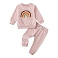 thumbnail image 1 of Xyant Toddler Clothes for Baby Girls Cute Heart Embroidery Long Sleeve Sweatshirt Pants Girls Warm Fall Winter Outfits Set (Pink,2-3 Years), 1 of 7