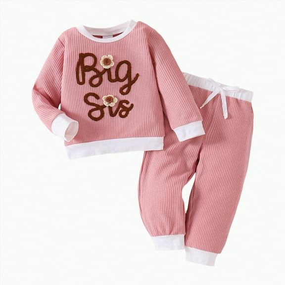 Xyant Toddler Clothes for Baby Girls Cute Letter Embroidery Long Sleeve Sweatshirt Pants Girls Warm Fall Winter Outfits Set (Red,12-18 Months)