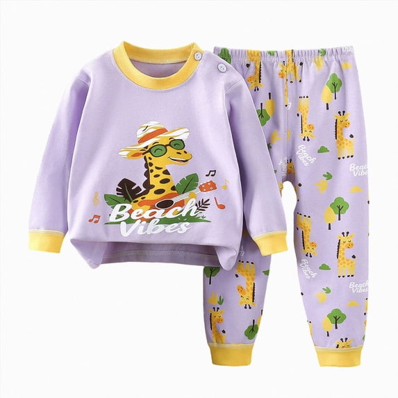 Xyant Toddler Girl Pjs Cotton Sleepwear Pajamas Sets Kids 2 Piece Long Sleeve Print Jammies, Size 3-6 Months