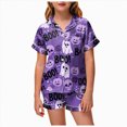 thumbnail image 1 of Xyant Toddler Girls Halloween Pajamas Pumpkin Ghost Pjs Set Kids 2 Piece Short Sleeve Button Down Lounge Sleepwear 4-5T, 1 of 5