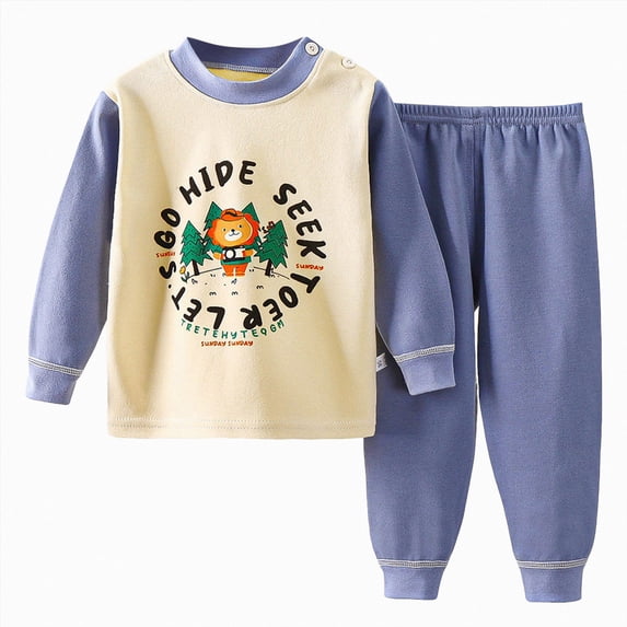 Xyant Toddler Girls Pajamas Long Sleeve Cotton Print Pjs Sets 2 Piece Sleepwear Boys Pajamas (Blue,18-24 Months)