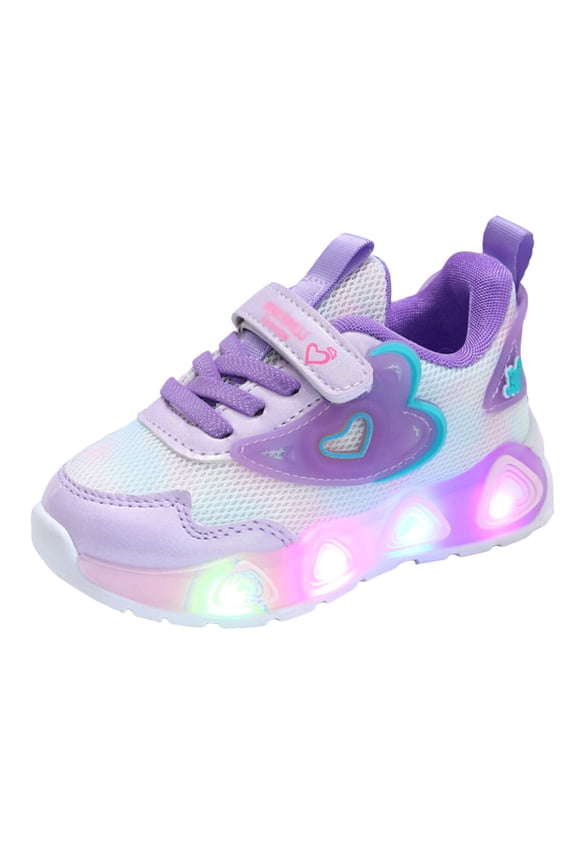 Toddler Sneakers Butterfly Light Up Shoes Led Luminous Sport Running Shoes for Kids Girls Purple,7(Toddler/Little Kid)