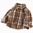 thumbnail image 1 of Xyant Toddler Kids Baby Boys Girls Flannel Plaid Shirt Long Sleeve Button Down Tops Outfits (Brown,5-6 Years), 1 of 4