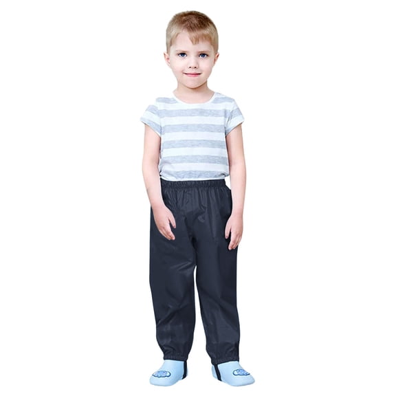 Xyant Toddler Rain Pants Mud Proof Lightweight Reflective Waterproof Pants Boys Girls Unisex Rain Wear Black,XL (7-9 Years)