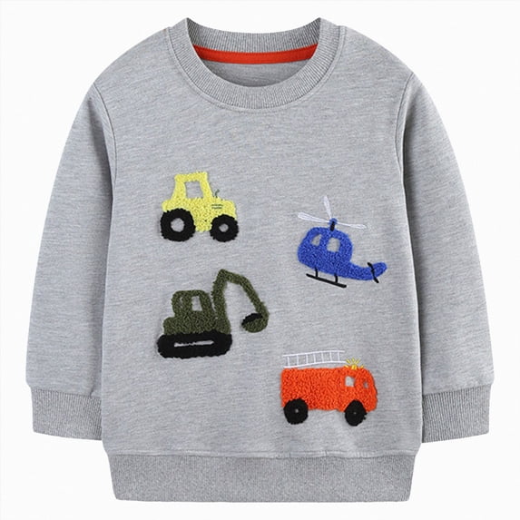 Xyant Toddler Sweatshirt Boys Long Sleeve Shirts Casual Little Kids Cotton Graphic Fall Winter Pullover Tee Tops Blouse (Grey,6-7 Years)