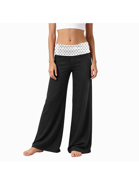 Tween Girls Sweatpants Wide Leg High Waist Sweat Polka Dots Pants for Girls,Size 11-12 Years