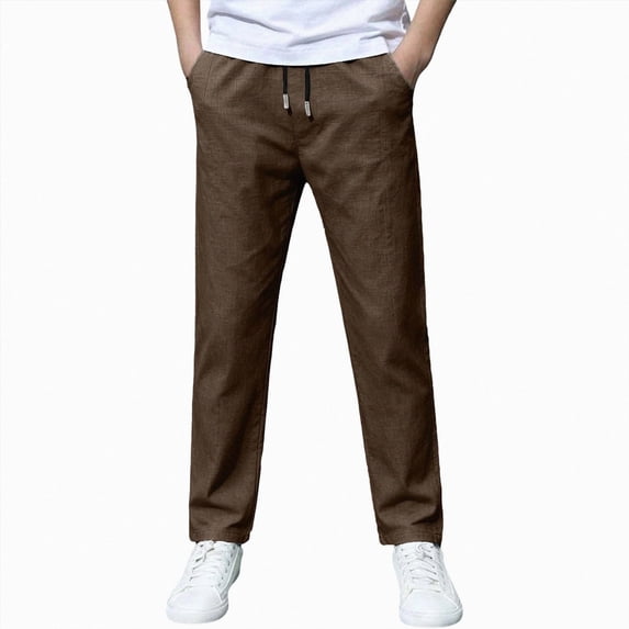 Xyant Uniform Pants for Boys, Drawstring Elastic Waist Soft Casual Chino Joggers Back to School Clothes for Kids,Size 8-9 Years