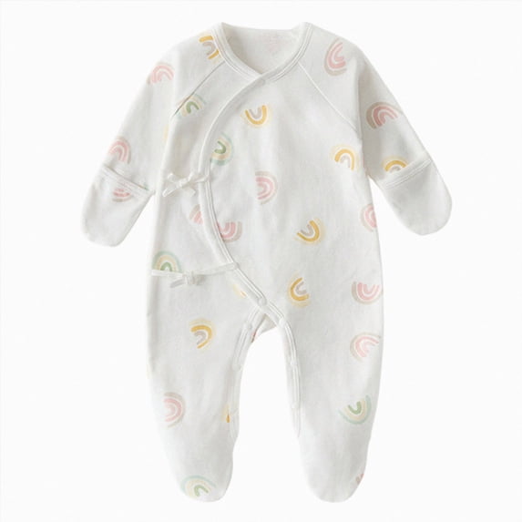 Xyant Unisex Baby Long Sleeve Cotton Romper Cartoon Print Pajamas Snap Soft Footed Jumpsuit for Infant Boys Girls 0-6 Months