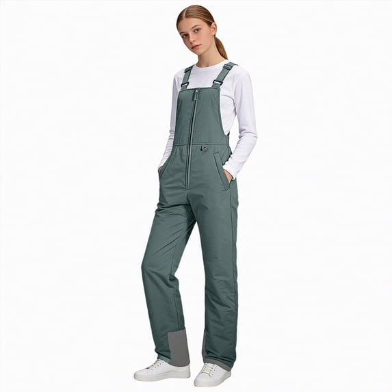 Xyant Unisex Kids Snowboard Bib Overalls Zipper Thick Thermal Winter Warm Ski Overalls with Adjustable Strap Casual Snow Suits for Girls Boys (Grey,11-12 Years)