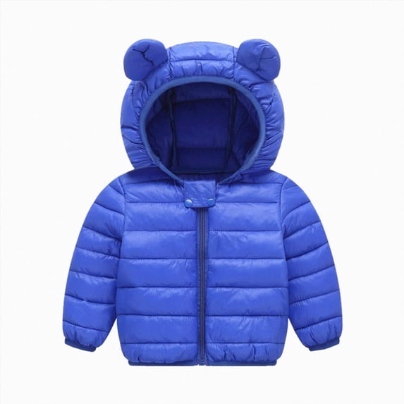 Xyant Winter Coats Puffer Padded Jacket for Toddler Baby Boys Girls Light Outwear Cute Bear Ears with Hoods Clothing (Blue,3-4 Years)