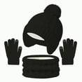 thumbnail image 1 of Xyant Winter Hat Gloves Scarf Set for Kids, Boys Girls Toddler Knit Beanie Hat and Glove Set for Christmas Gift (Black,3-10 Years）, 1 of 4