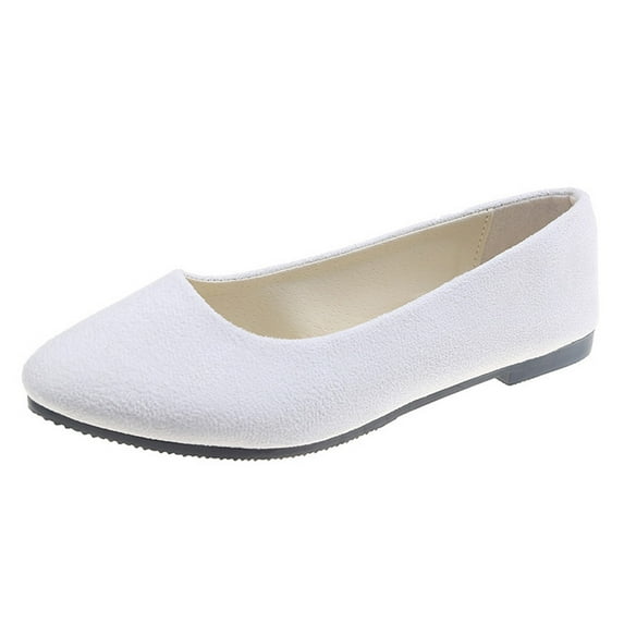 Xyant Womens Sole Simple Ballerina Walking Flats Shoes,White