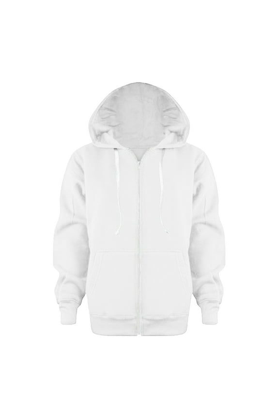 Zip Hoodie Sleeve Girls Color Top Kids Long Up Girls Hoodies Jackets Solid Sweatshirt Boys Zip up Hoodie White,11-12 Years