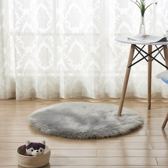 Xyer Home Bedroom Floor Round Soft Fluffy Seating Chair Sofa Rug Carpet Cover Cushion White Bottom Grey Tip 70cm