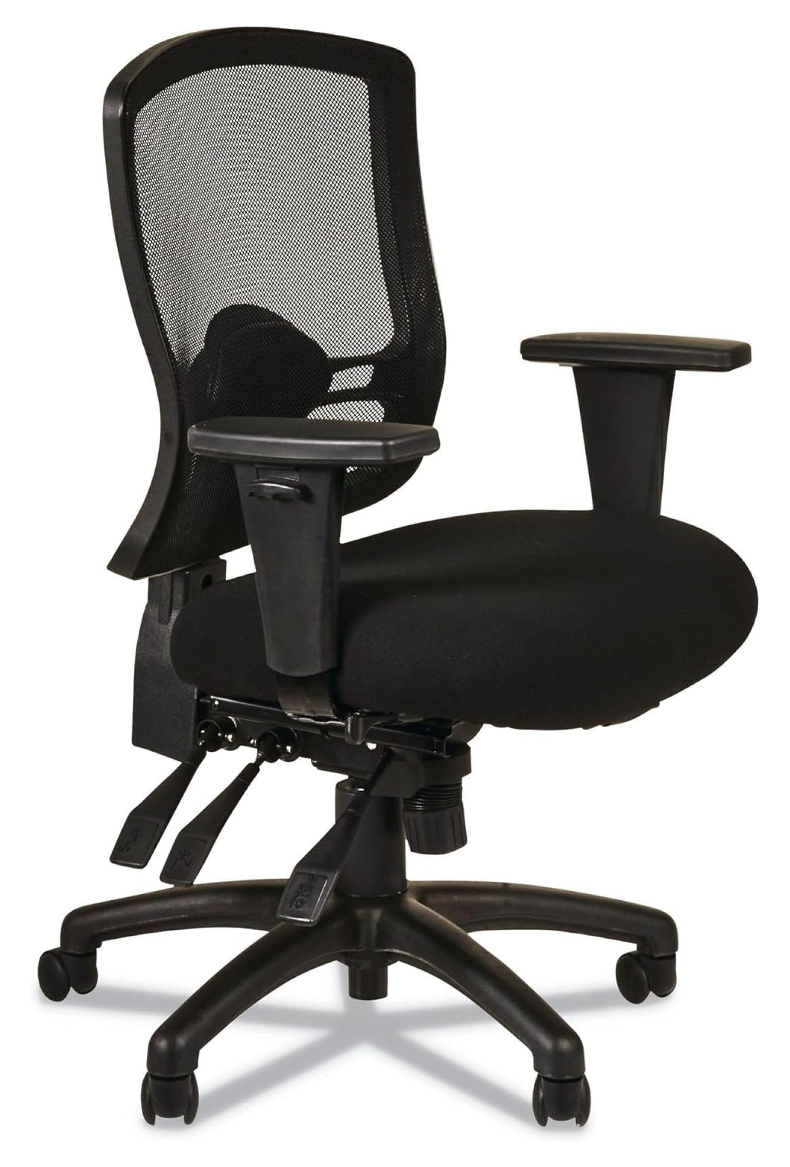 Black Mesh Mid-Back Office Chair with Adjustable Arms
