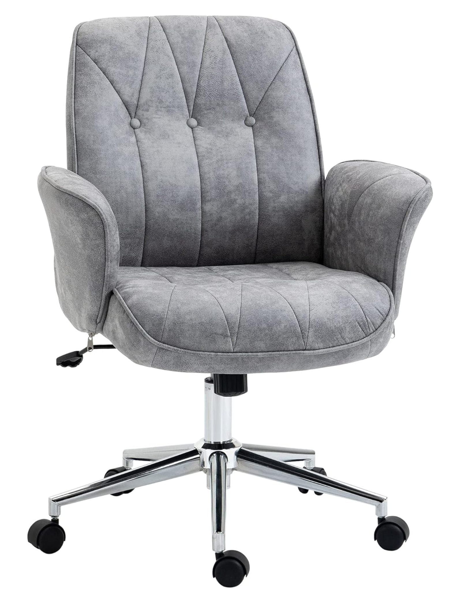 Gray Microfiber Adjustable Office Chair with Swivel Wheels