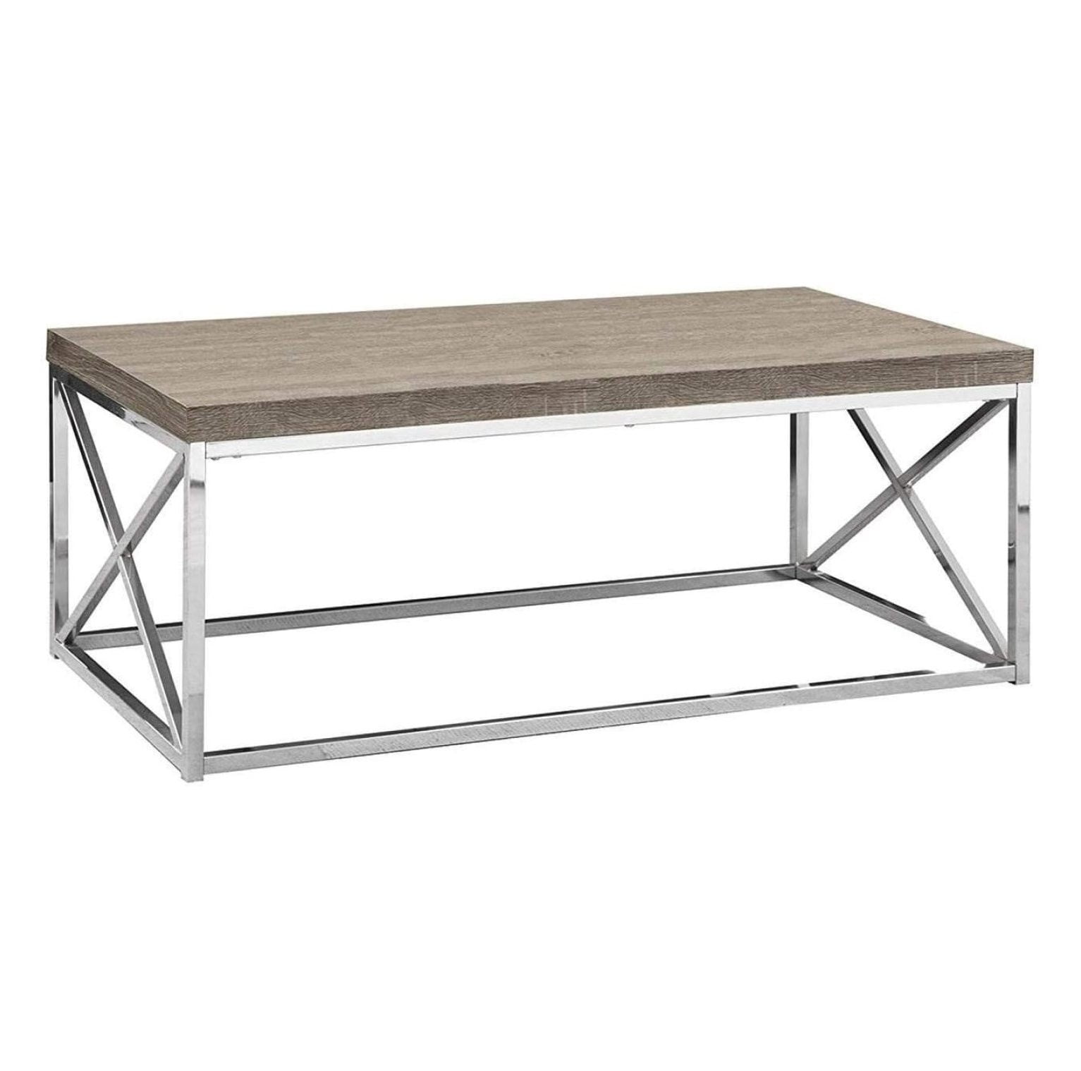 Dark Taupe Wood and Chrome Rectangular Coffee Table