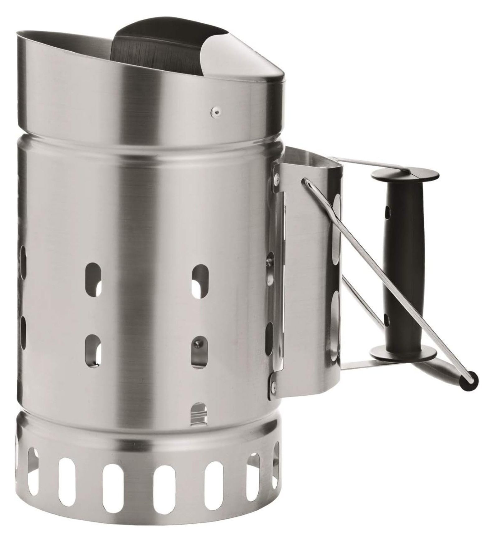 Silver Stainless Steel Charcoal Starter Chimney with Stay-Cool Handle
