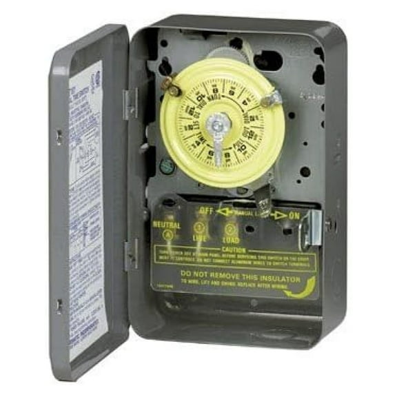 XylehR T101 24-Hour Mechanical Time Switch, 120 VAC, 60Hz, SPST, Indoor Metal Enclosure, 1 Hour Interval