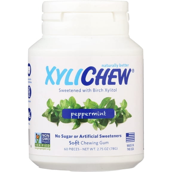 (Pack Of 4) Xylichew Gum Peppermint Sugar Free 60 Pieces