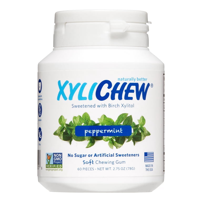 Xylichew Chewing Gum, Peppermint, 60 Piece, 100% Birch Xylitol