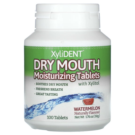 XyliDENT Dry Mouth Moisturizing Tablets with Xylitol, Watermelon, 100 Tablets
