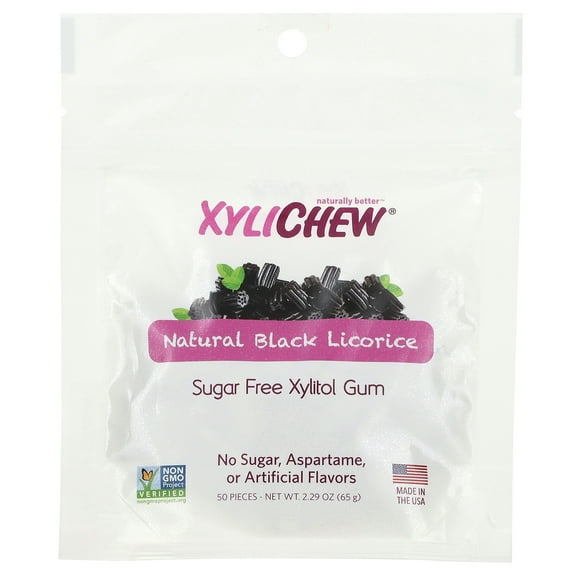 XyliDENT Xylichew, Natural Black Licorice, 50 Pieces, 2.29 oz (65 g)