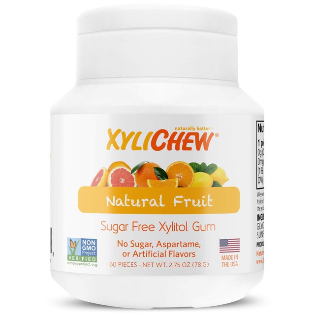 Xylichew 100 Xylitol Chewing Gum Non GMO, Non Aspartame, Gluten Free