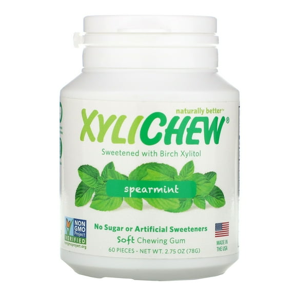 Xylichew: Sugar Free Chewing Gum Spearmint Jar, 60 Pc
