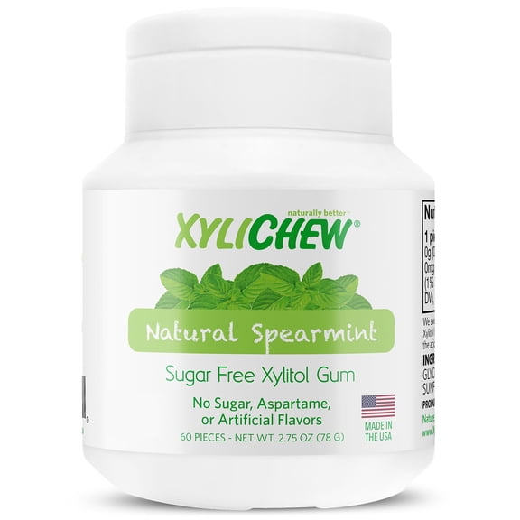 Xylichew: Sugar Free Chewing Gum Spearmint Jar, 60 Pc