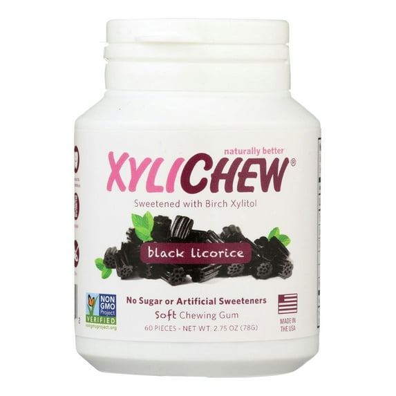 Xylichew Sugar-Free Licorice Gum 60 pieces (Pack of 4)