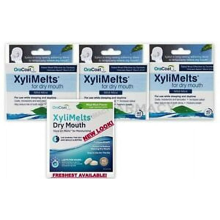 Xylimelts Dry Mouth Discs MILD MINT 40ct ( 3 pack ) 120 tabs! NEW LOOK!