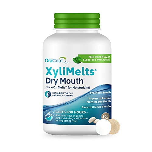 Xylimelts Dry Mouth Relief Moisturizing Oral Adhering Discs Mild Mint With Xylitol, For Dry