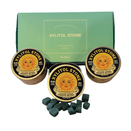 Xylitol Stone Sugar-Free Hard Candy Breath Mints, Wakeful Delight Flavor, 70g, 3-Pack Gift Set