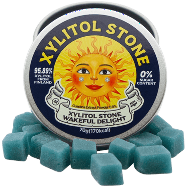 Xylitol Stone Sugar Free Hard Candy Breath Mints Clears Sinuses, Wakeful Delight Flavor, 70g Tin Can