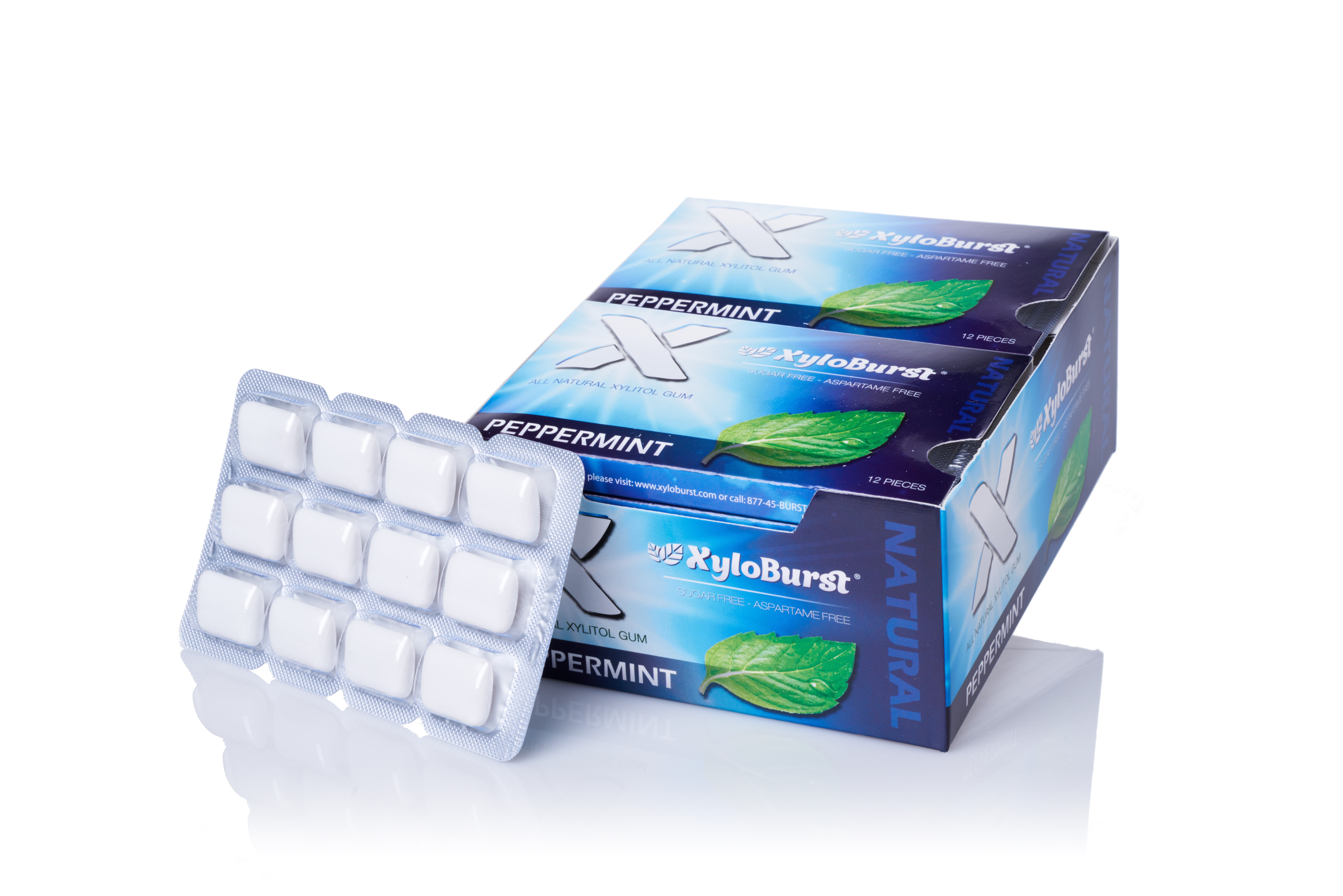 XyloBurst Gum Blister Pack, Peppermint, 12 Ct (Innerpack of 12)