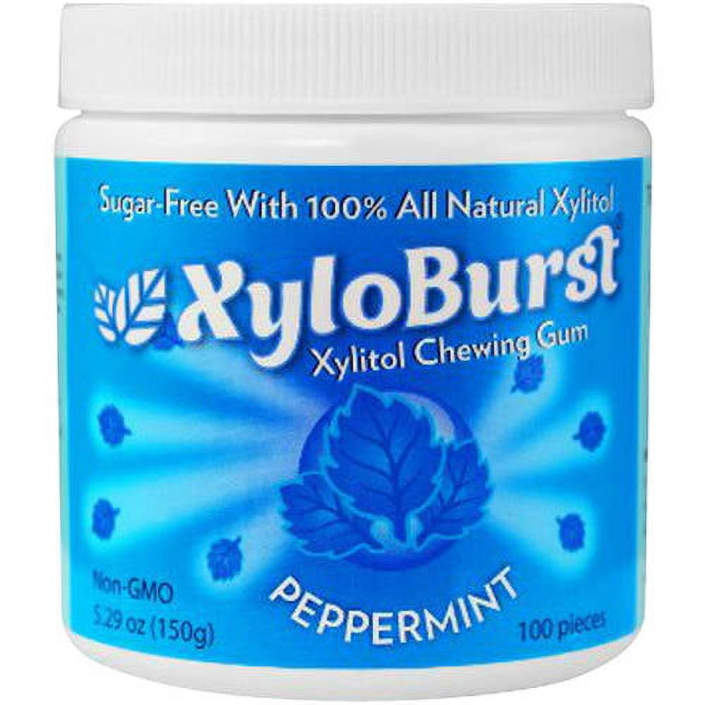 XyloBurst Peppermint Xylitol Chewing Gum, 100 count, 2.59 oz, (Pack of