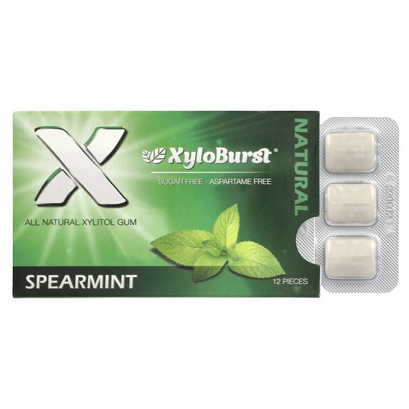 Xyloburst Xylitol Gum, Spearmint, 12 Pieces