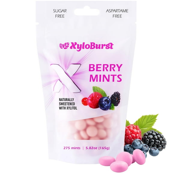 XyloBurst - Xylitol Mints | Sugar Free Breath Mints for Oral Health | Gluten Free, Vegan, Keto Friendly | Aspartame Free Mints | Berry | 275 Count