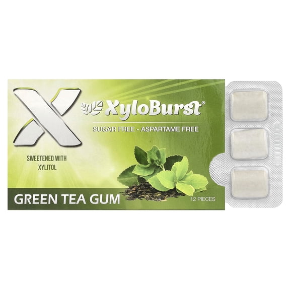 Xyloburst Xylitol Gum, Green Tea, 12 Pieces