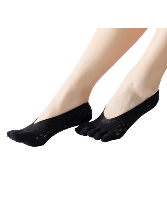 3 Pairs Toe Socks No Show Low Cut Socks for Women Summer Yoga Lace Liner Socks with Non-Slip Heel Grip Breathable