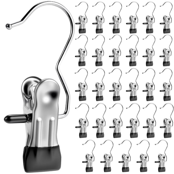 Xylory 30 Pack Heavy Duty Clothes Pins, Boot Hangers for Closet, Laundry Hook Hanging Clips Clamps for Closet Organizer Pants Hats Socks Towels Clips, Clothespins Hanger for Travel Handbag Legging