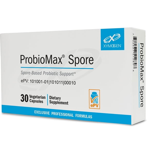 XYMOGEN ProbioMax Spore - Digestive & Regularity Support - With Bacillus Subtilis & Bacillus Clausii - Acid-Resistant - Vegetarian, Non-GMO & Gluten-Free - 30 Capsules
